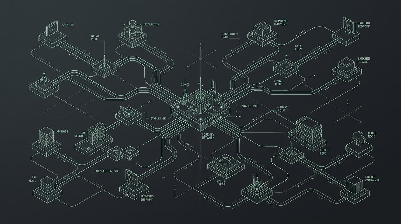 DevTools Community & Integration Topology (Dark Mode)